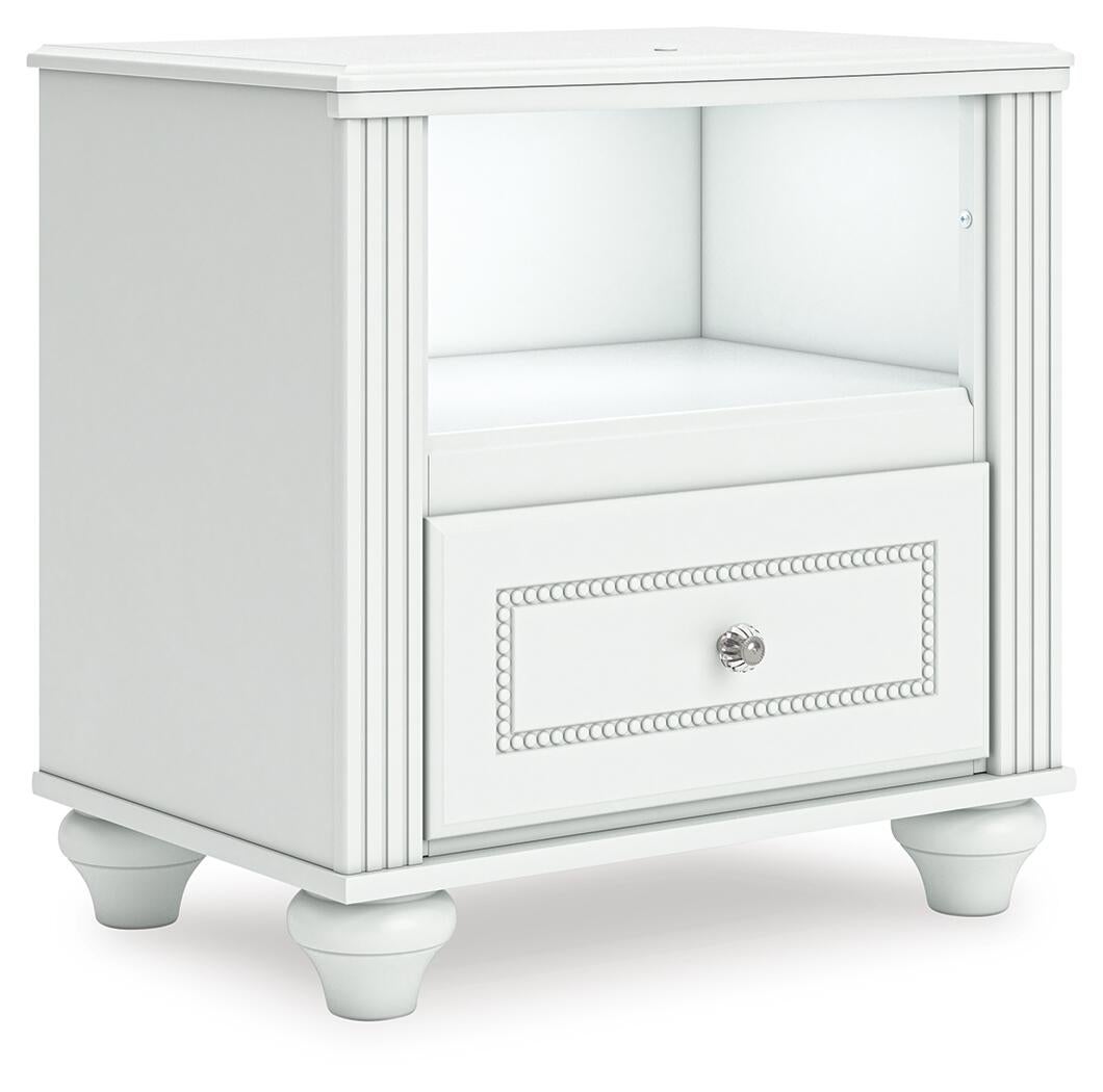 Maylilly Full Upholstered Panel Bed, Dresser, Mirror and Nightstand