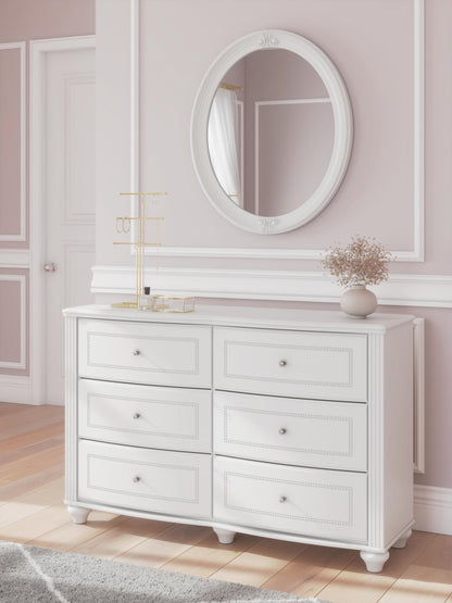 Maylilly Full Upholstered Panel Bed, Dresser, Mirror and Nightstand