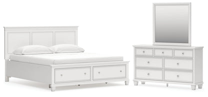 Fortman California King Panel Storage Bed, Dresser and Mirror