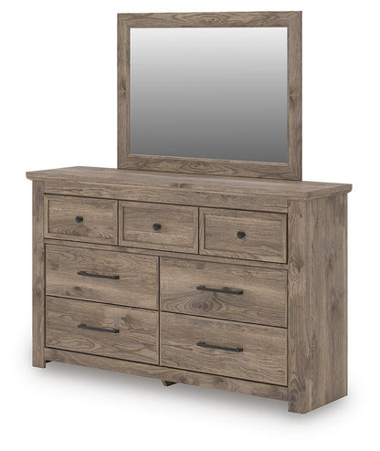 Keithland Queen Poster Bed with Mirrored Dresser