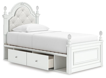 Maylilly Twin Upholstered Panel Storage Bed, Dresser and Mirror