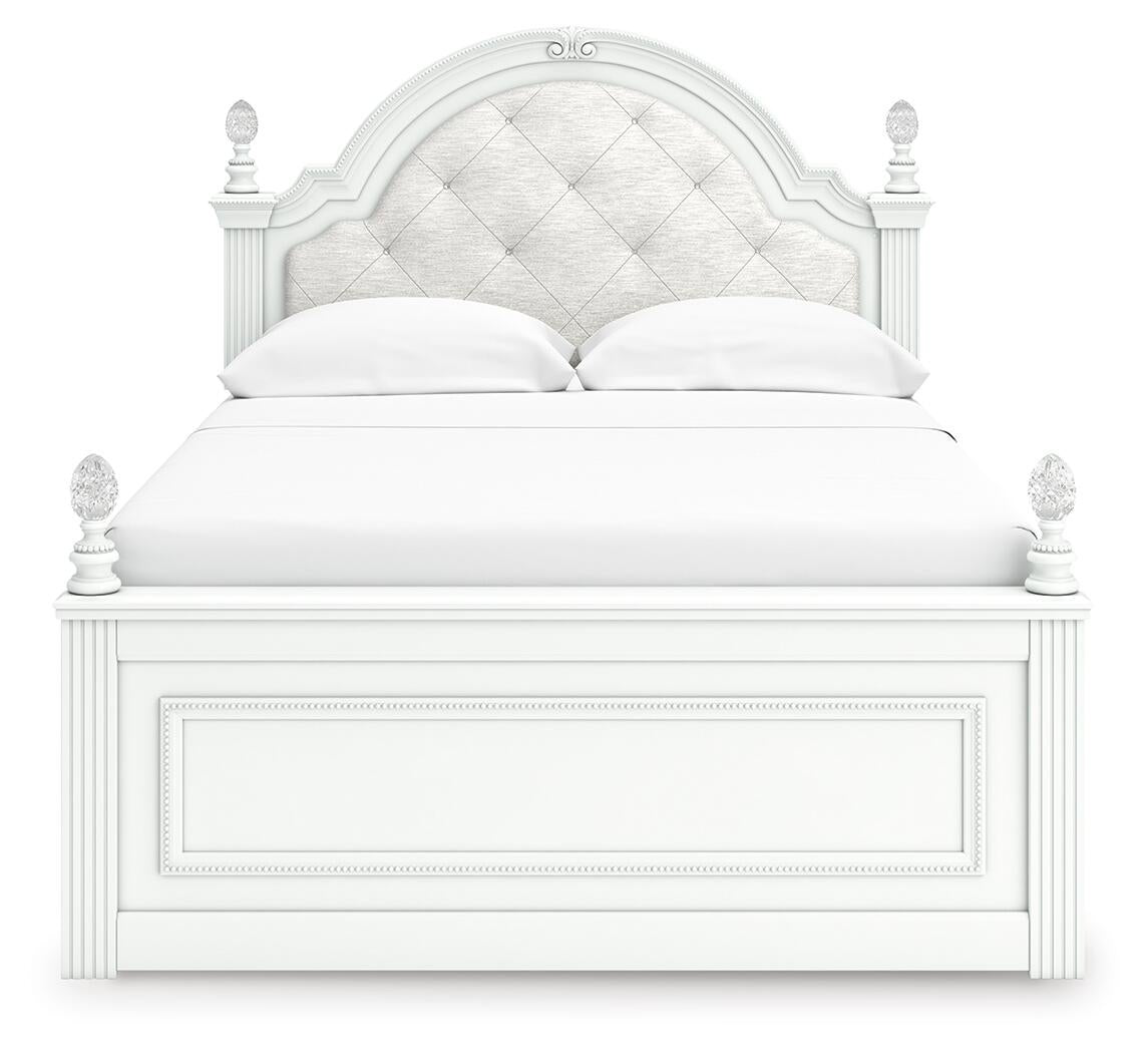 Maylilly Full Upholstered Panel Bed, Dresser and Mirror