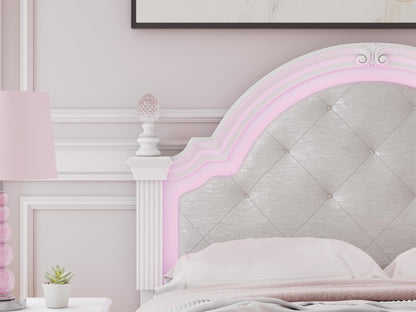Maylilly Full Upholstered Panel Bed, Dresser and Mirror