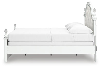 Maylilly Full Upholstered Panel Bed, Dresser and Mirror