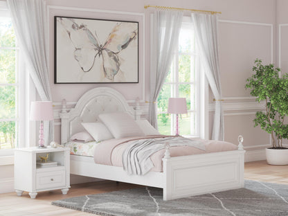 Maylilly Full Upholstered Panel Bed, Dresser and Mirror