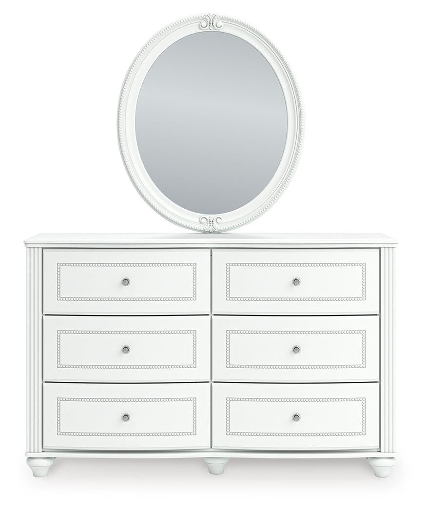 Maylilly Full Upholstered Panel Storage Bed, Dresser and Mirror