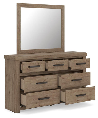 Garistyn King Panel Bed. Dresser, Mirror and Nightstand