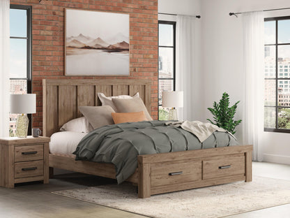 Garistyn King Panel Storage Bed, Dresser, Mirror, Chest and Nightstand