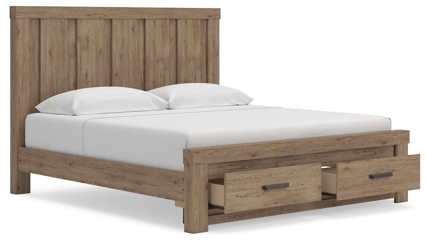Garistyn King Panel Storage Bed, Dresser, Mirror, Chest and Nightstand