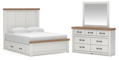 Savonport Queen Panel Bed with Storage, Dresser and Mirror