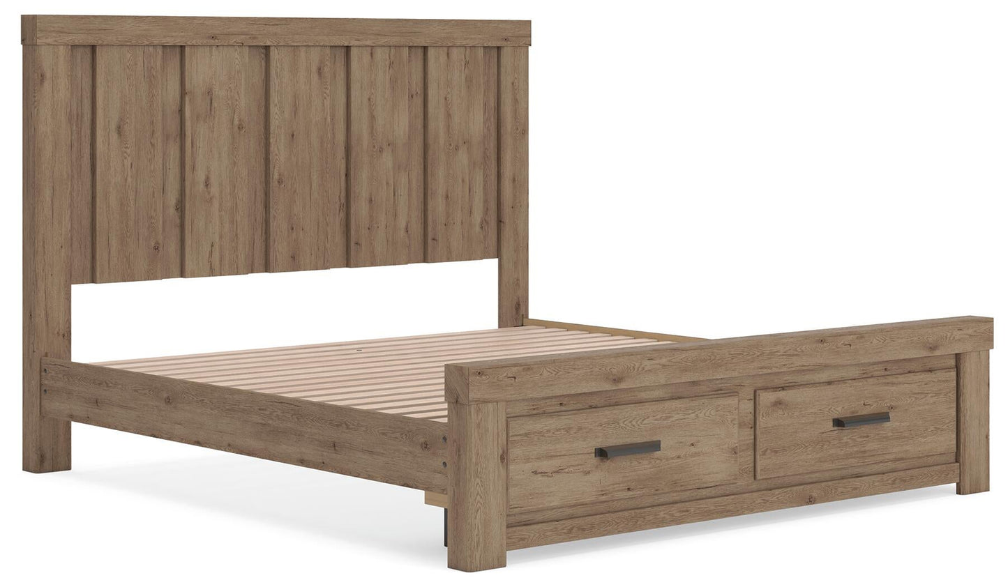 Garistyn King Panel Storage Bed. Dresser, Mirror and Nightstand