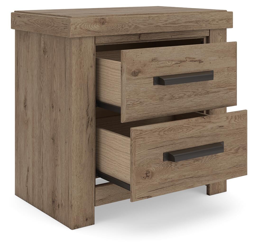 Garistyn King Panel Storage Bed. Dresser, Mirror and Nightstand