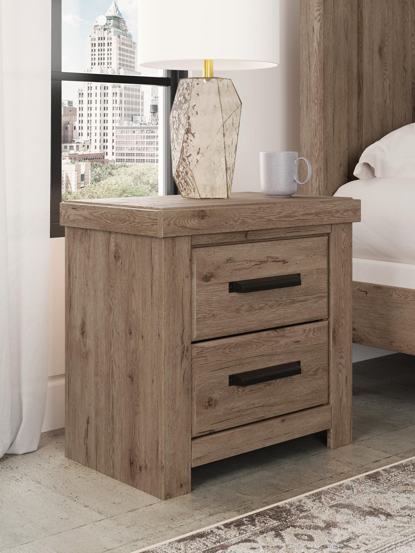 Garistyn King Panel Storage Bed. Dresser, Mirror and Nightstand