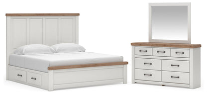 Savonport King Panel Bed with Storage, Dresser and Mirror