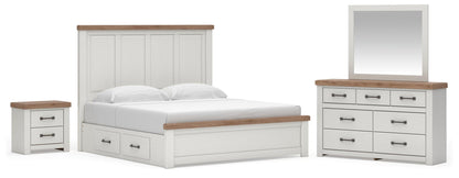 Savonport King Panel Bed with Storage. Dresser, Mirror and Nightstand
