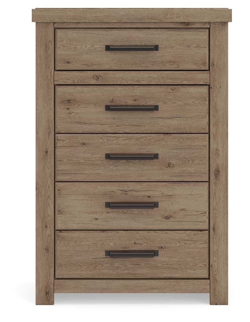 Garistyn Queen Panel Storage Bed, Dresser, Mirror, Chest and Nightstand