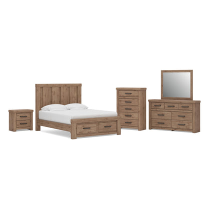 Garistyn Queen Panel Storage Bed, Dresser, Mirror, Chest and Nightstand