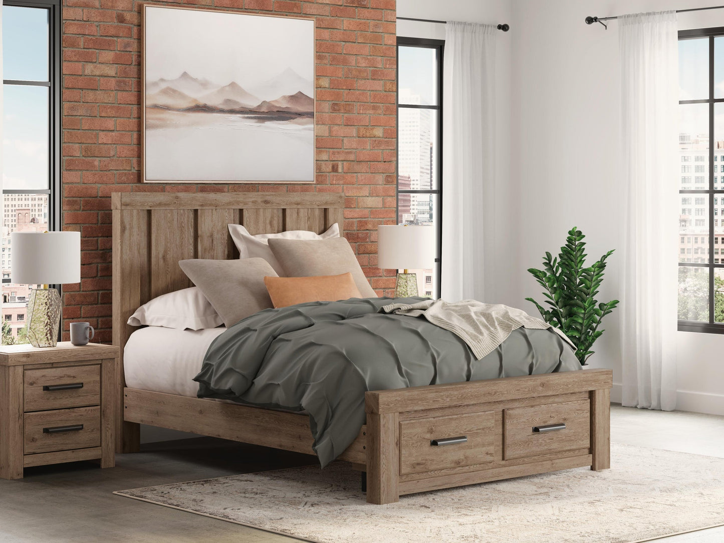 Garistyn Queen Panel Storage Bed, Dresser and Mirror