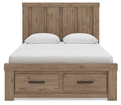 Garistyn Queen Panel Storage Bed. Dresser, Mirror and Nightstand