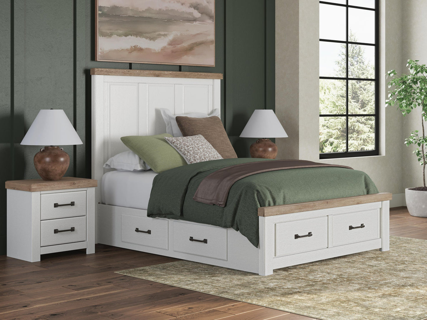 Savonport Queen Panel Storage Bed, Dresser and Mirror