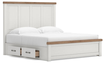 Savonport King Panel Bed with Storage, Dresser, Mirror, Chest and Nightstand