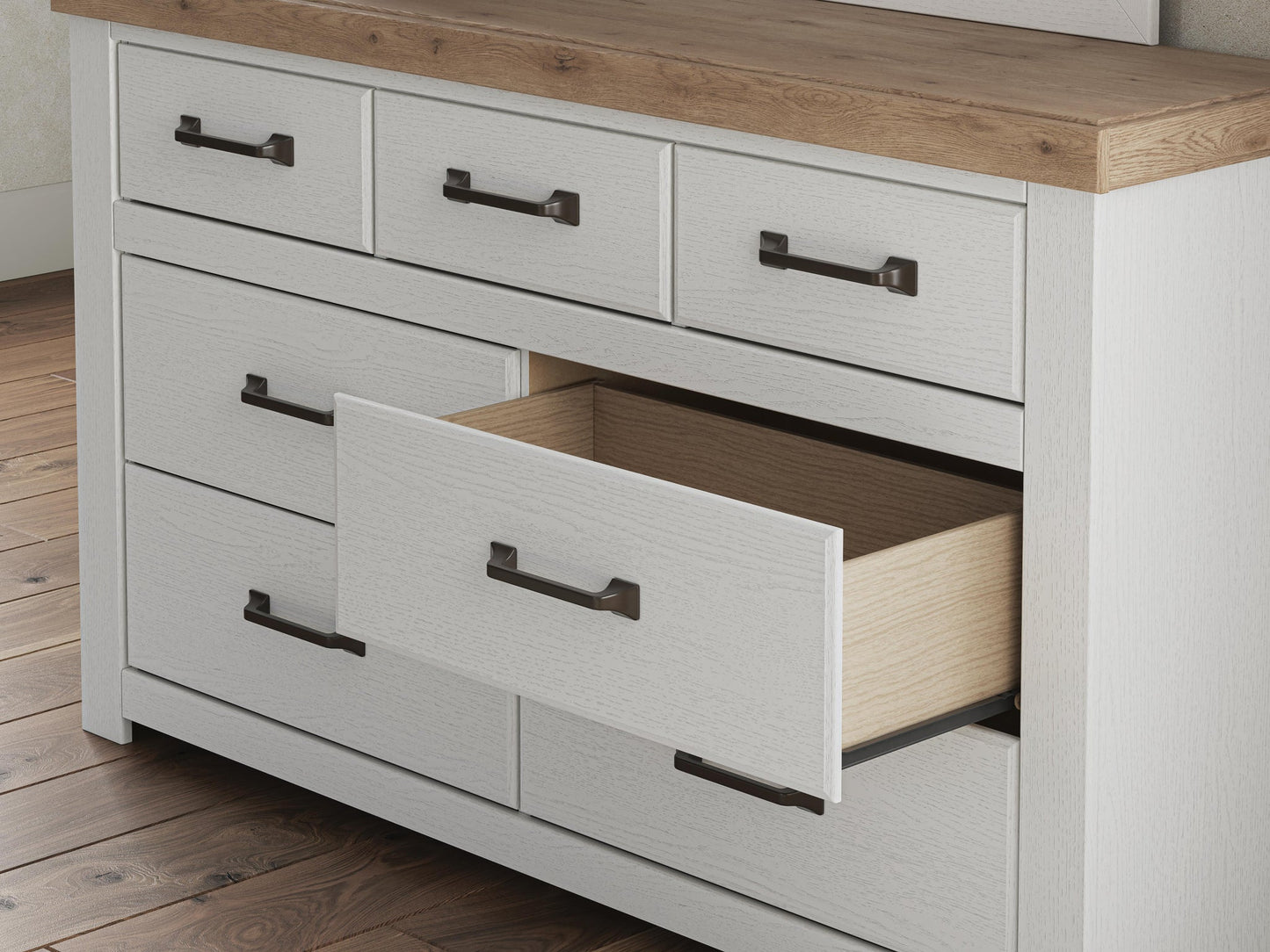 Savonport King Panel Bed with Storage, Dresser, Mirror, Chest and Nightstand