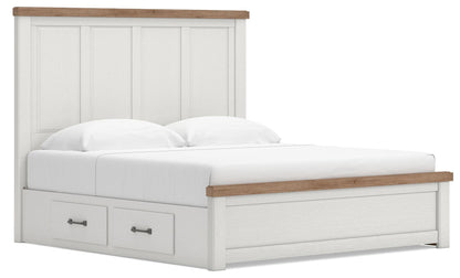 Savonport King Panel Bed with Storage, Dresser and Mirror